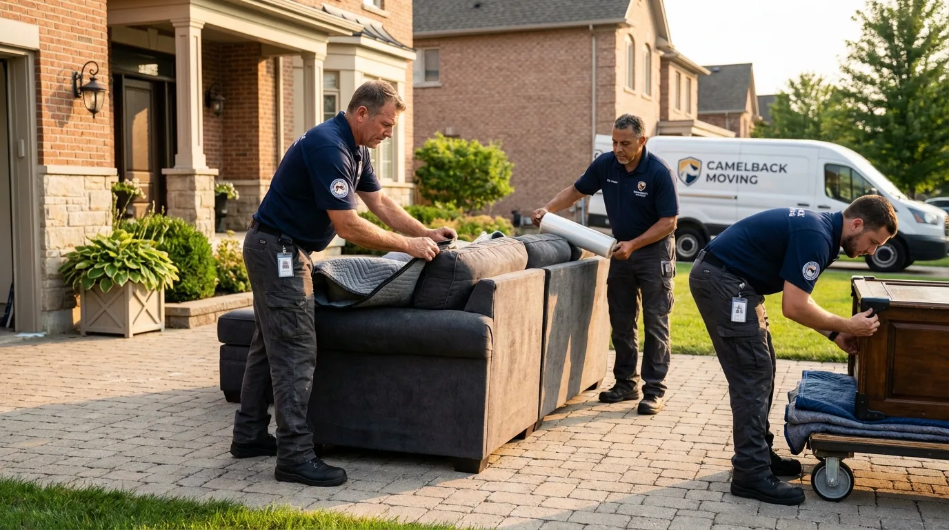 Large estate moving crew wrapping furniture in Cold Spring, NY