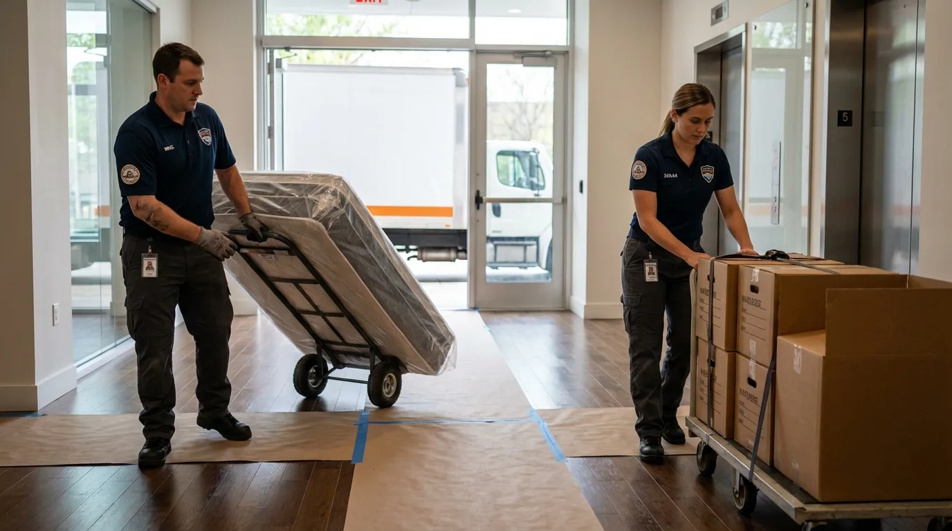 Professional apartment movers loading elevator in Cold Spring, NY